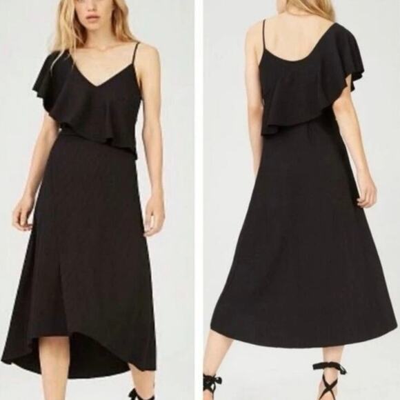 NEW Club Monaco Emmerillo Dress Black Midi Size 2 - Picture 1 of 7